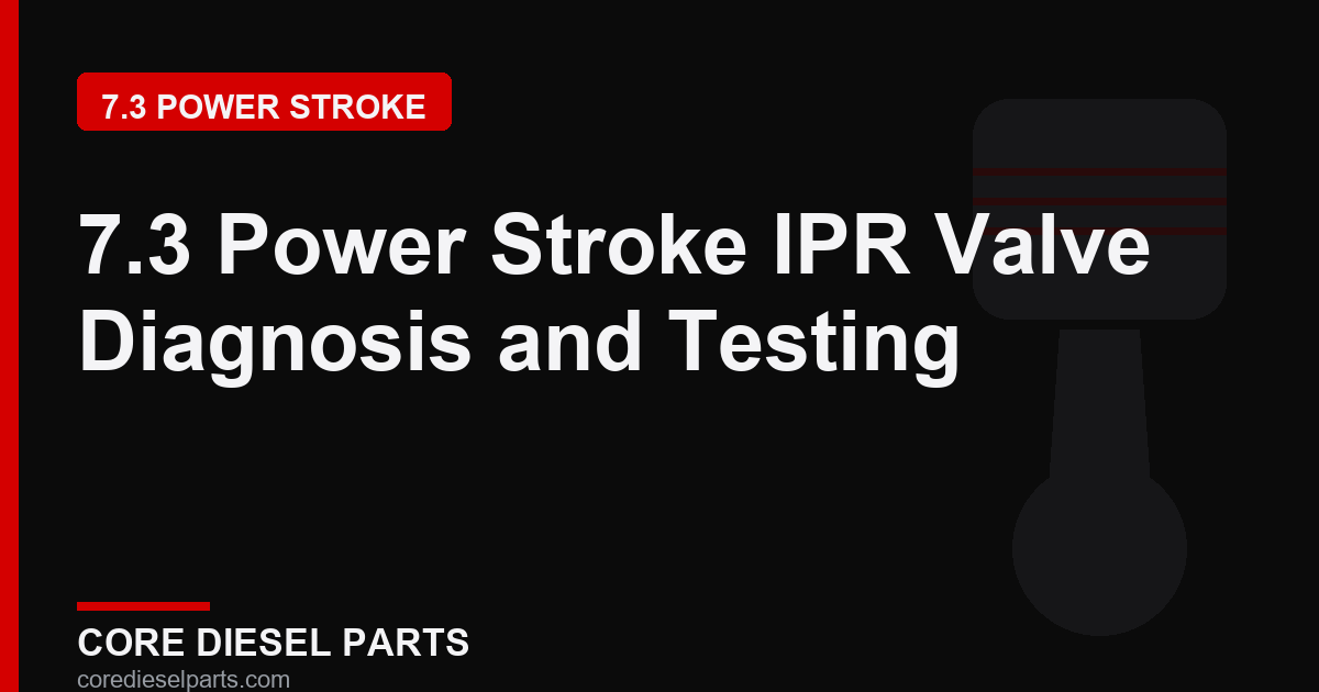 7.3 Power Stroke IPR Valve Diagnosis and Testing