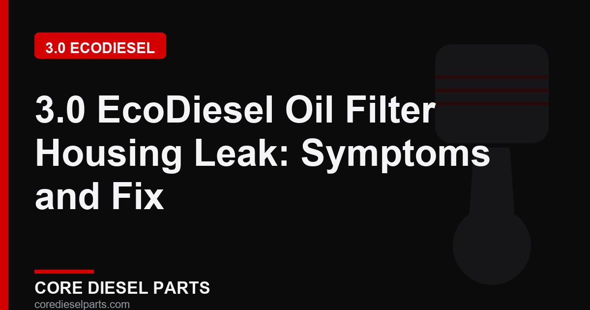 3.0 EcoDiesel Oil Filter Housing Leak: Symptoms and Fix