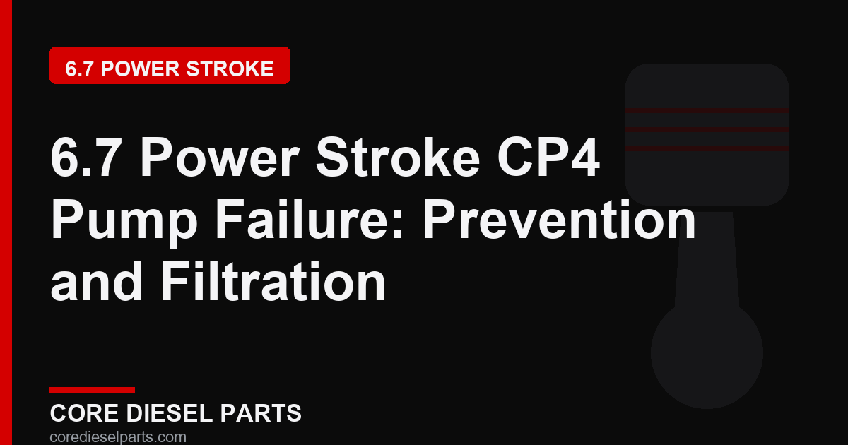 6.7 Power Stroke CP4 Pump Failure: Prevention and Filtration