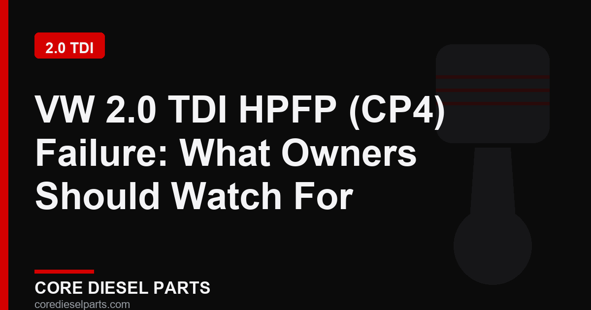 VW 2.0 TDI HPFP (CP4) Failure: What Owners Should Watch For