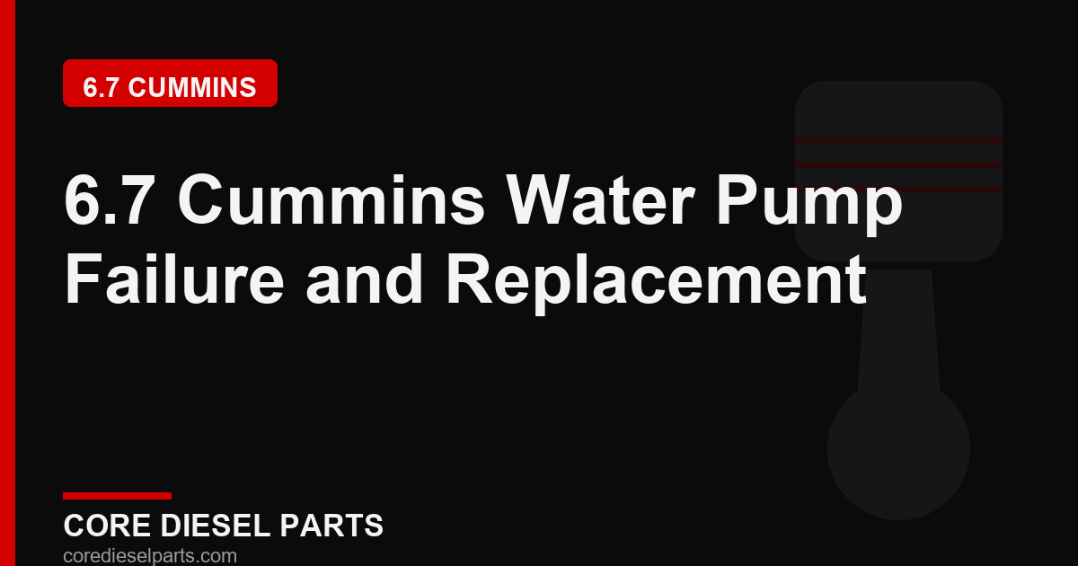 6.7 Cummins Water Pump Failure and Replacement