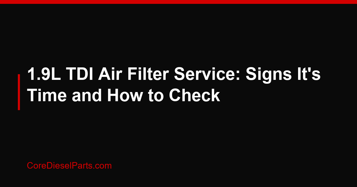 1.9L TDI Air Filter Service: Signs It's Time and How to Check