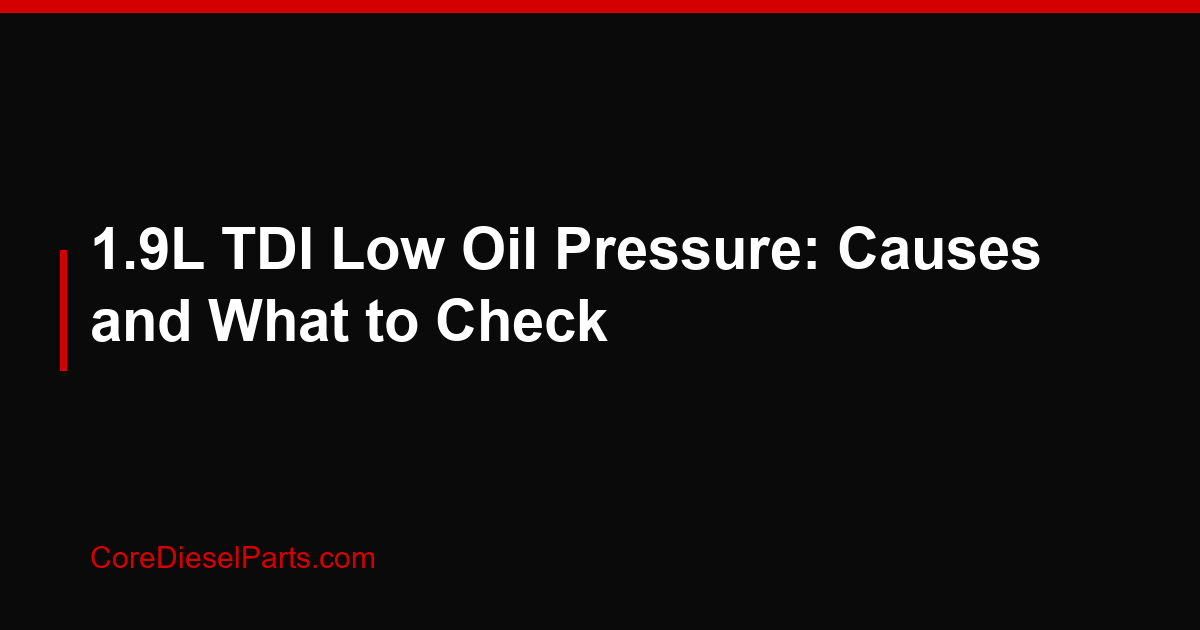 1.9L TDI Low Oil Pressure: Causes and What to Check
