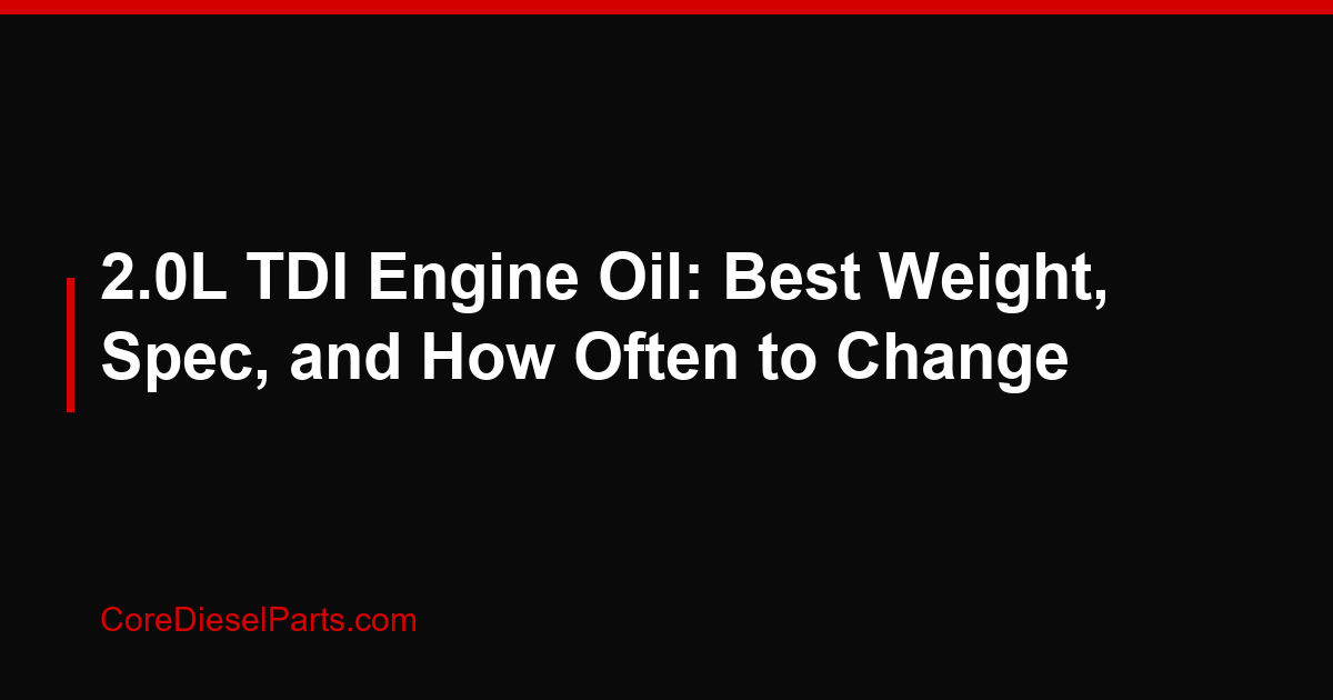 2.0L TDI Engine Oil: Best Weight, Spec, and How Often to Change