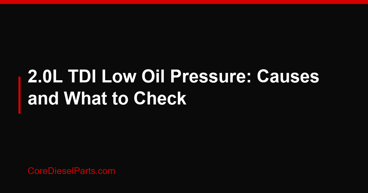 2.0L TDI Low Oil Pressure: Causes and What to Check