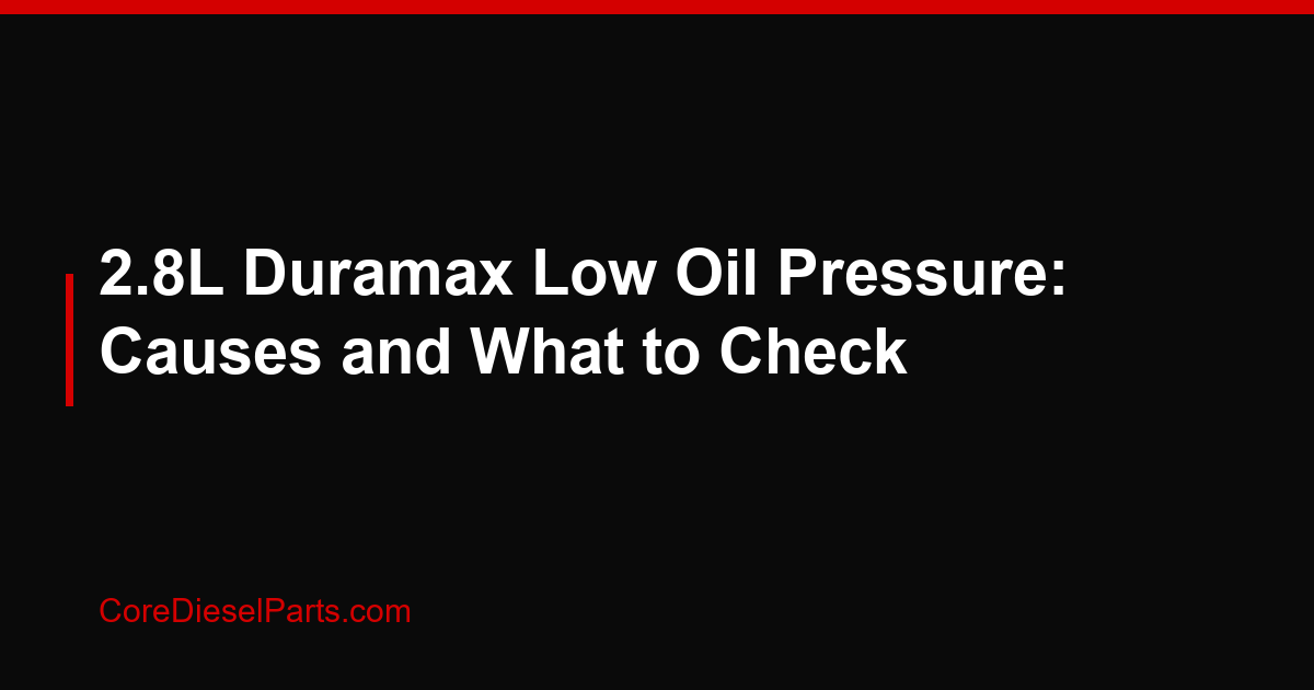 2.8L Duramax Low Oil Pressure: Causes and What to Check