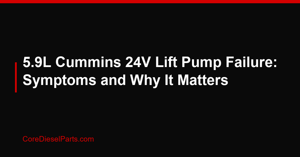 5.9L Cummins 24V Lift Pump Failure: Symptoms and Why It Matters