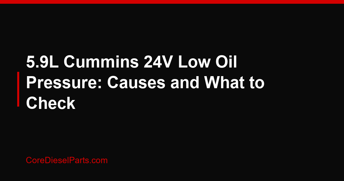 5.9L Cummins 24V Low Oil Pressure: Causes and What to Check