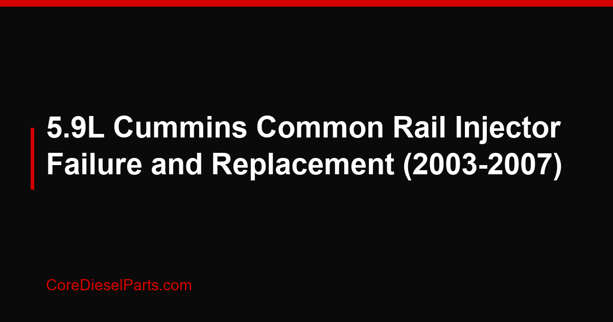 5.9L Cummins Common Rail Injector Failure and Replacement (2003-2007)
