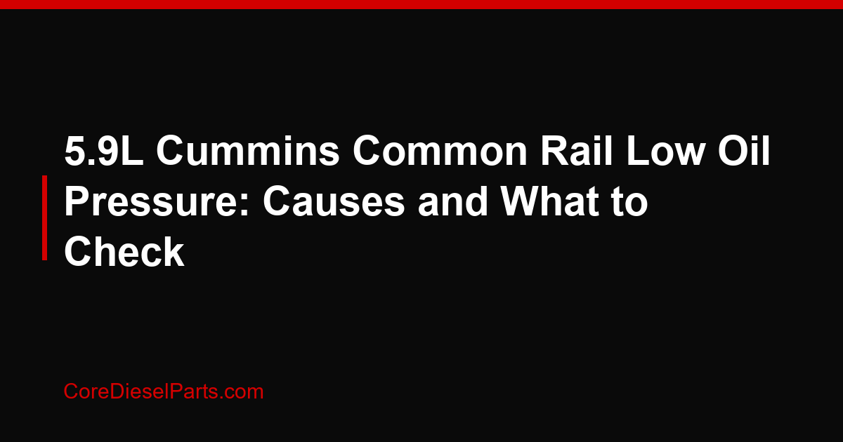 5.9L Cummins Common Rail Low Oil Pressure: Causes and What to Check