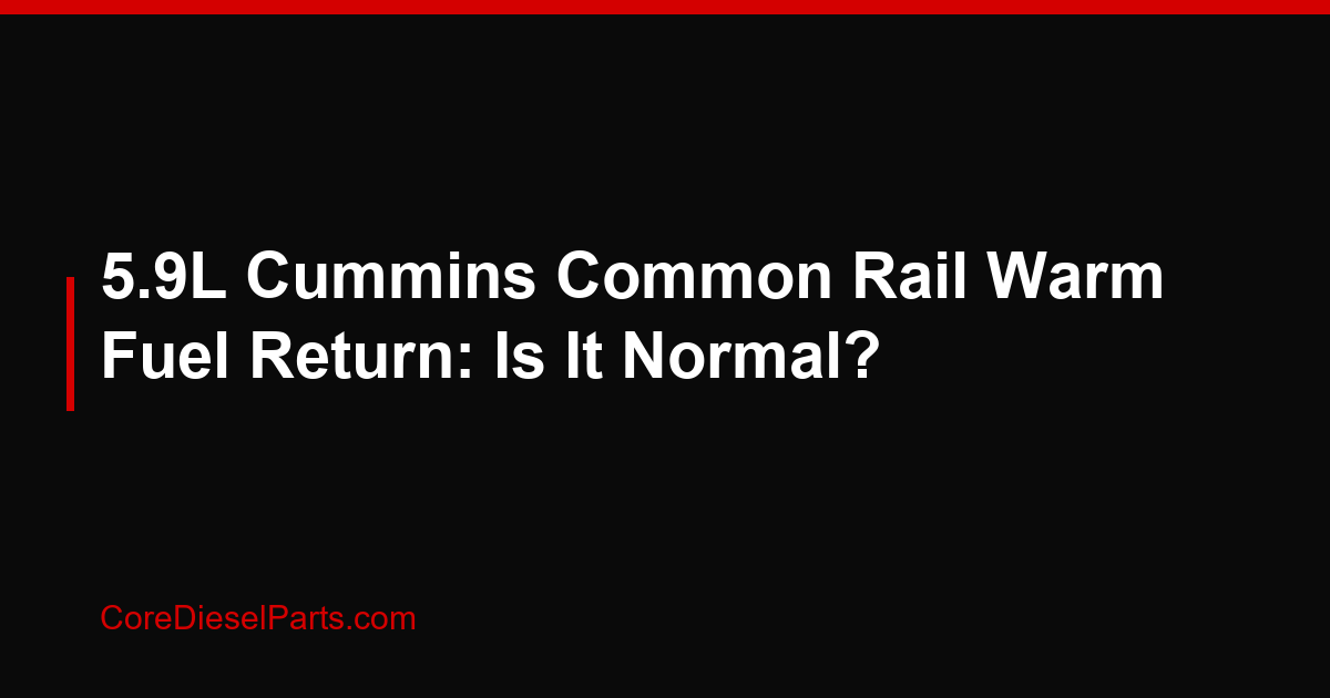 5.9L Cummins Common Rail Warm Fuel Return: Is It Normal?
