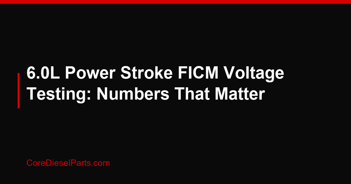 6.0L Power Stroke FICM Voltage Testing: Numbers That Matter