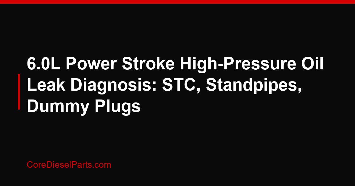 6.0L Power Stroke High-Pressure Oil Leak Diagnosis: STC, Standpipes, Dummy Plugs