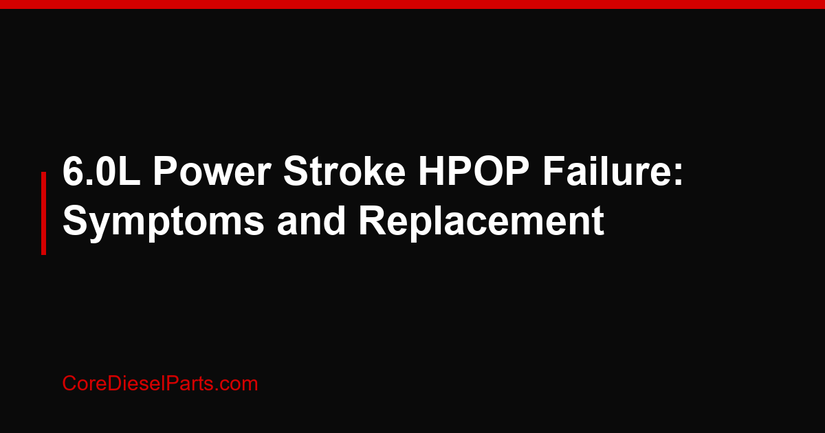 6.0L Power Stroke HPOP Failure: Symptoms and Replacement