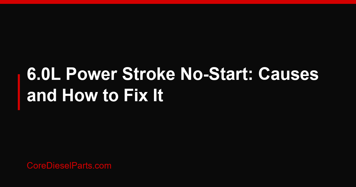 6.0L Power Stroke No-Start: Causes and How to Fix It
