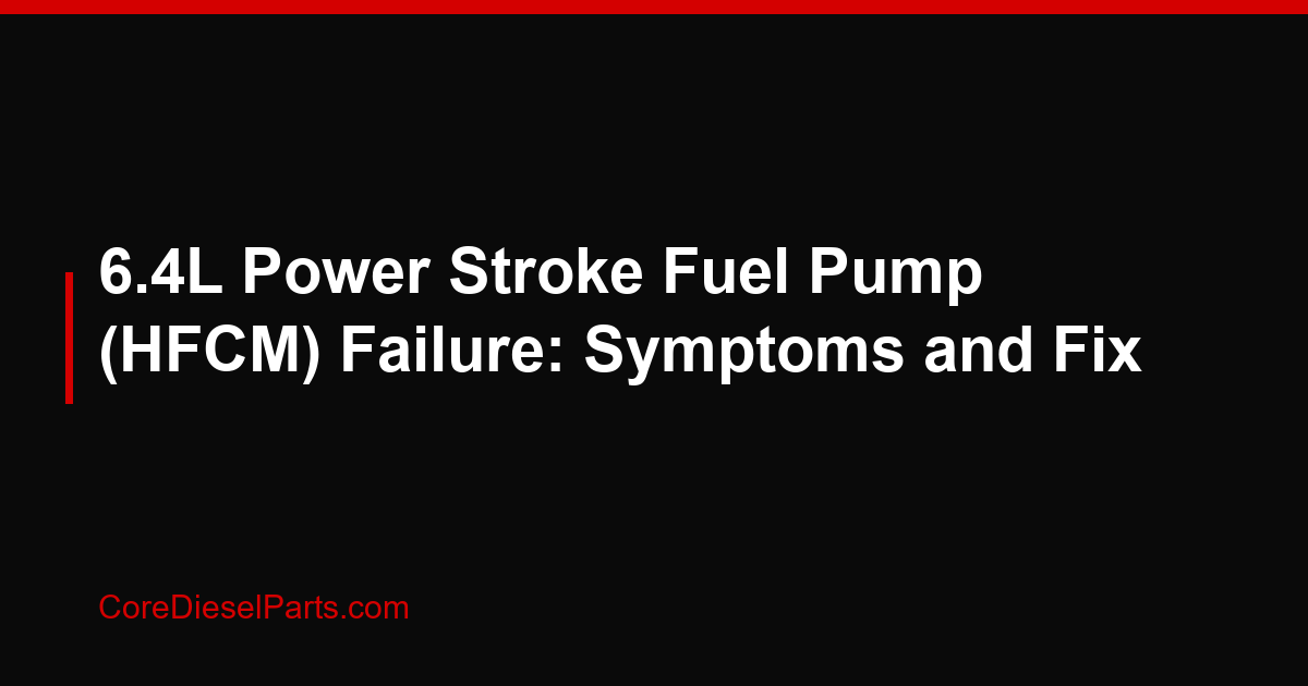 6.4L Power Stroke Fuel Pump (HFCM) Failure: Symptoms and Fix