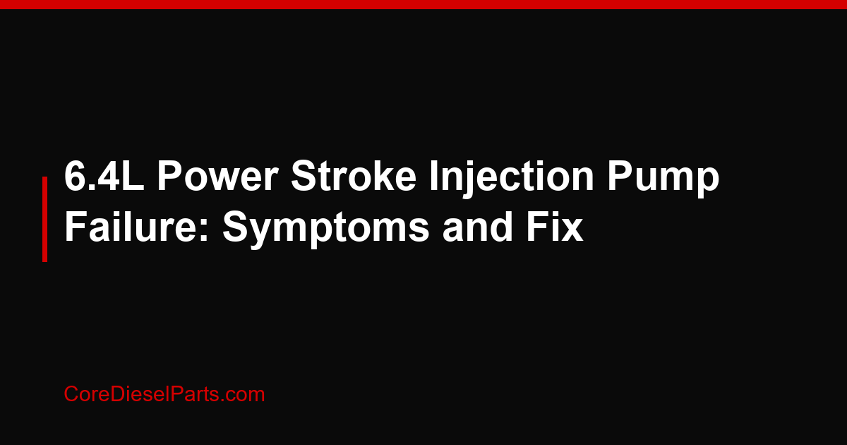 6.4L Power Stroke Injection Pump Failure: Symptoms and Fix