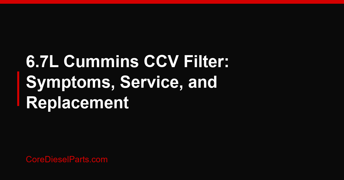 6.7L Cummins CCV Filter: Symptoms, Service, and Replacement
