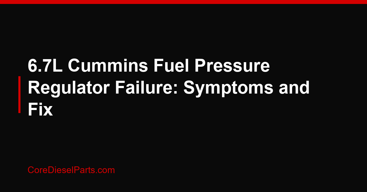 6.7L Cummins Fuel Pressure Regulator Failure: Symptoms and Fix