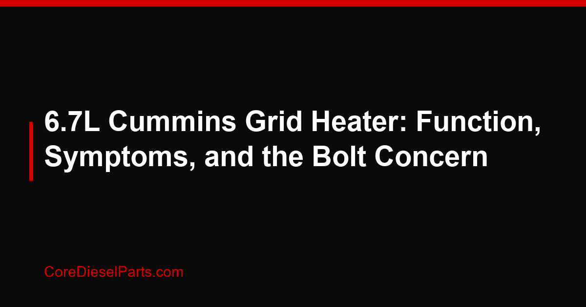 6.7L Cummins Grid Heater: Function, Symptoms, and the Bolt Concern