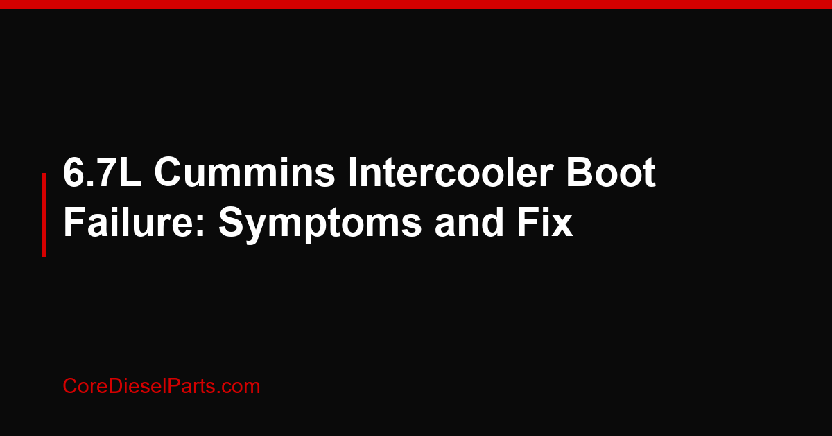 6.7L Cummins Intercooler Boot Failure: Symptoms and Fix