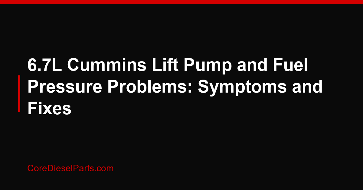 6.7L Cummins Lift Pump and Fuel Pressure Problems: Symptoms and Fixes