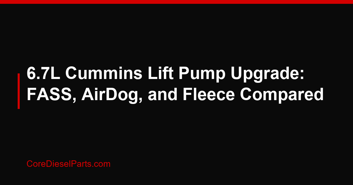 6.7L Cummins Lift Pump Upgrade: FASS, AirDog, and Fleece Compared
