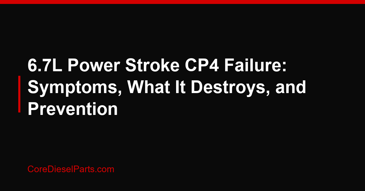 6.7L Power Stroke CP4 Failure: Symptoms, What It Destroys, and Prevention