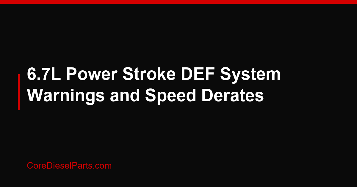 6.7L Power Stroke DEF System Warnings and Speed Derates