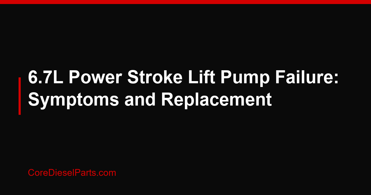6.7L Power Stroke Lift Pump Failure: Symptoms and Replacement