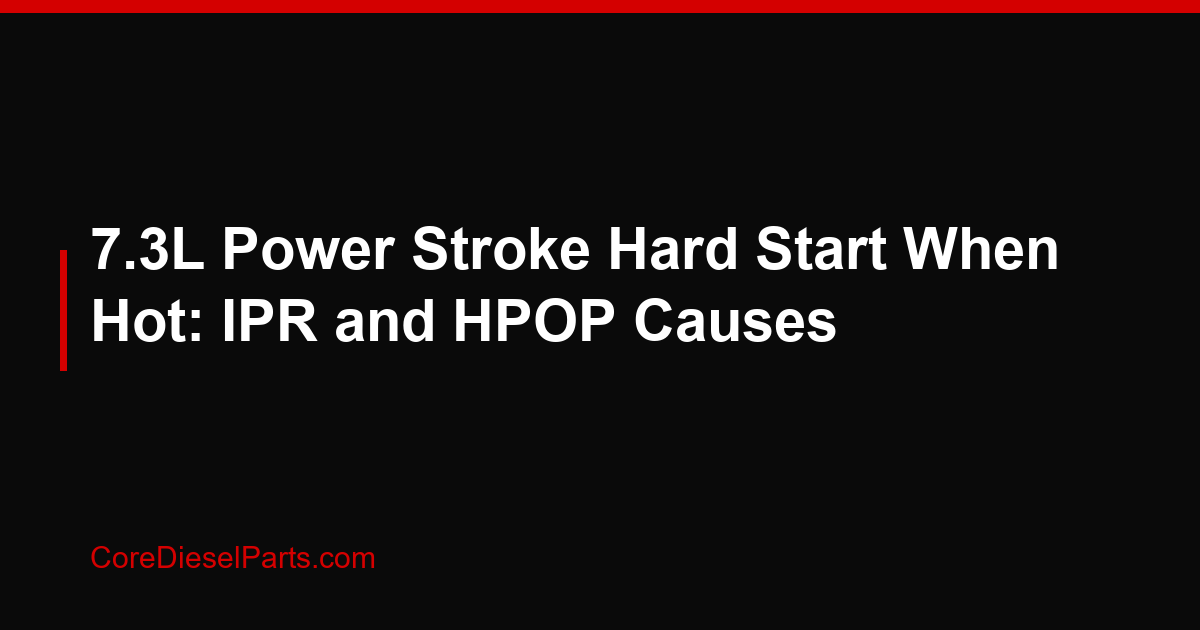 7.3L Power Stroke Hard Start When Hot: IPR and HPOP Causes
