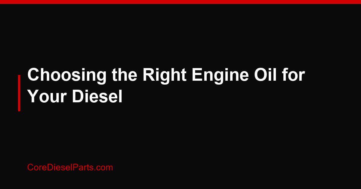 Choosing the Right Engine Oil for Your Diesel