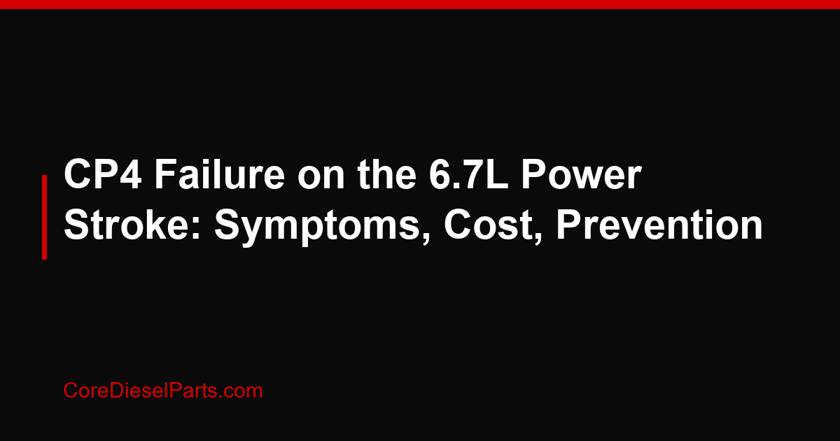 CP4 Failure on the 6.7L Power Stroke: Symptoms, Cost, Prevention