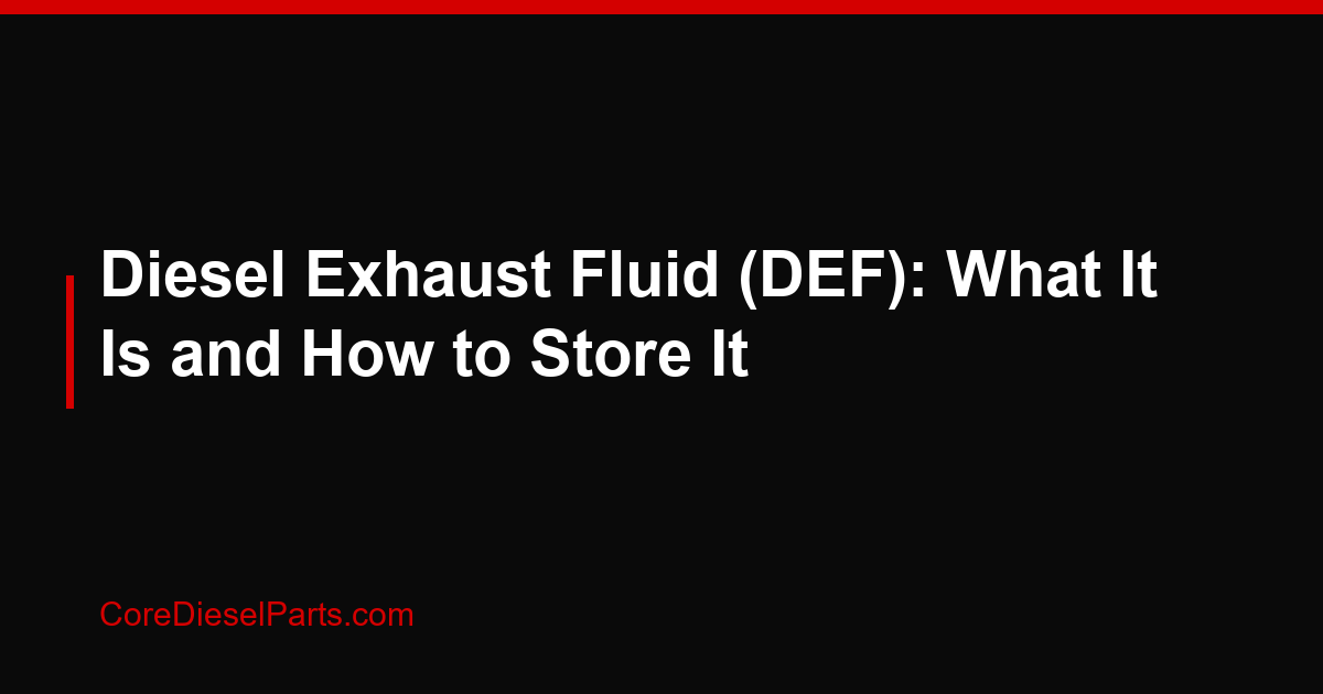 Diesel Exhaust Fluid (DEF): What It Is and How to Store It