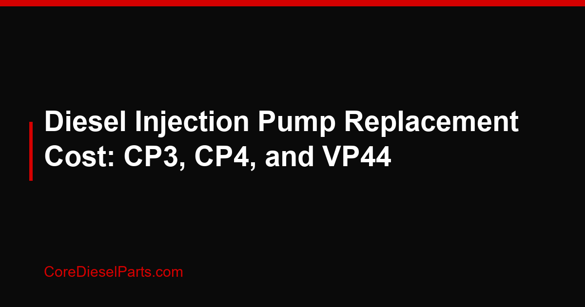 Diesel Injection Pump Replacement Cost: CP3, CP4, and VP44