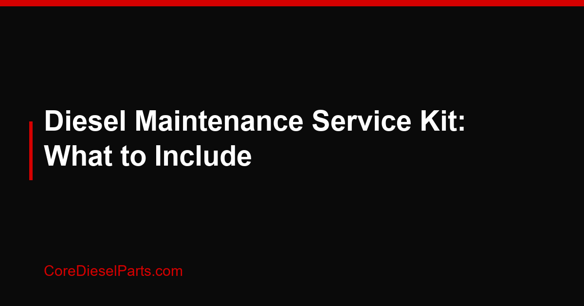 Diesel Maintenance Service Kit: What to Include
