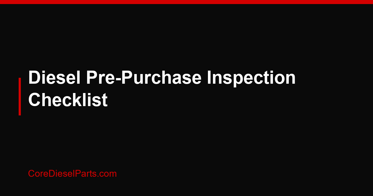 Diesel Pre-Purchase Inspection Checklist