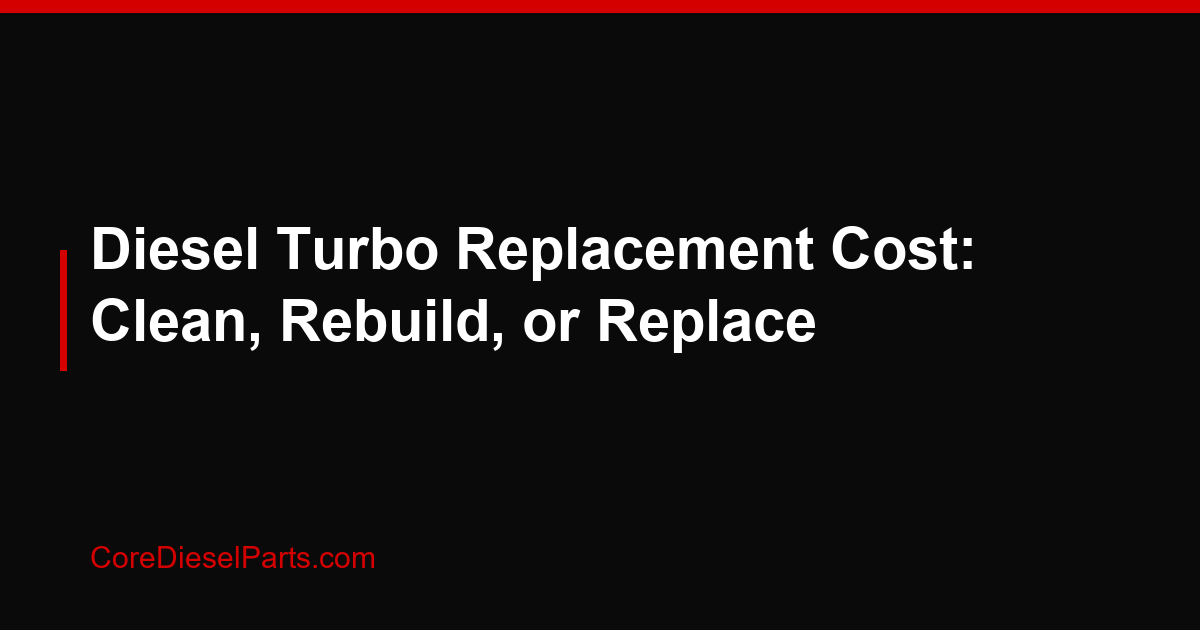 Diesel Turbo Replacement Cost: Clean, Rebuild, or Replace