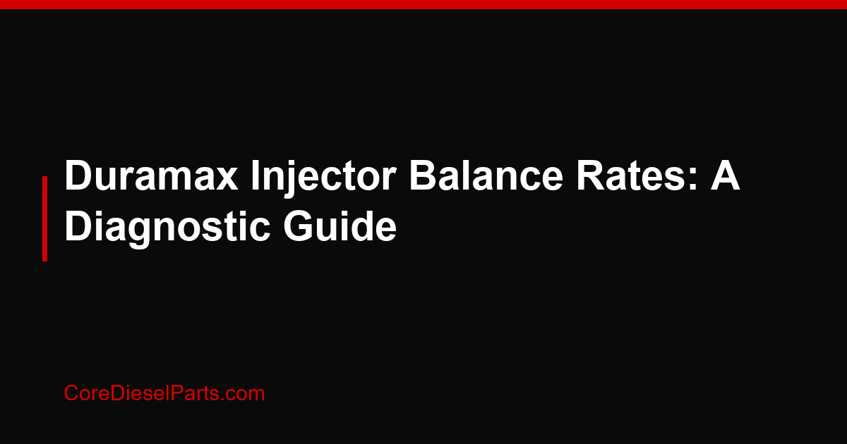 Duramax Injector Balance Rates: A Diagnostic Guide