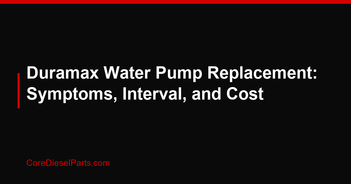 Duramax Water Pump Replacement: Symptoms, Interval, and Cost