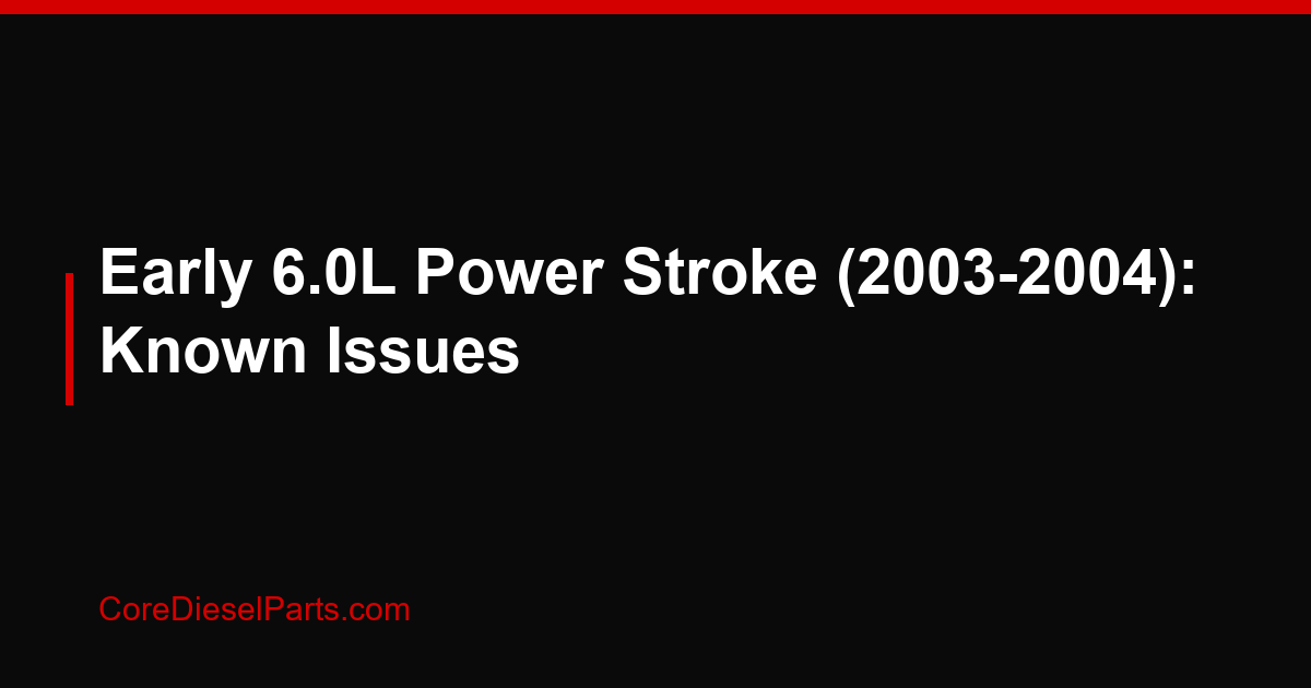 Early 6.0L Power Stroke (2003-2004): Known Issues