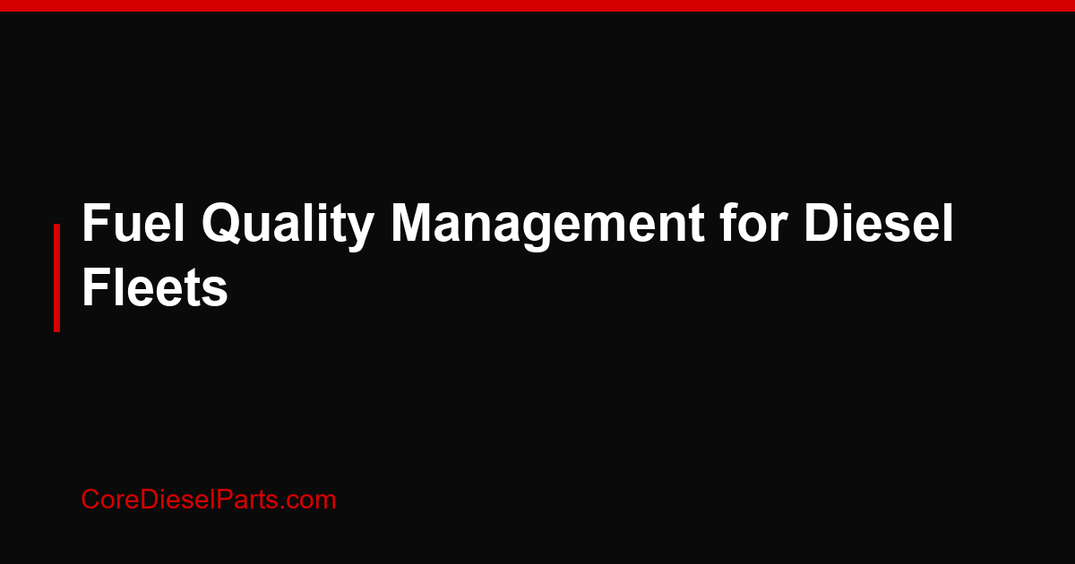 Fuel Quality Management for Diesel Fleets