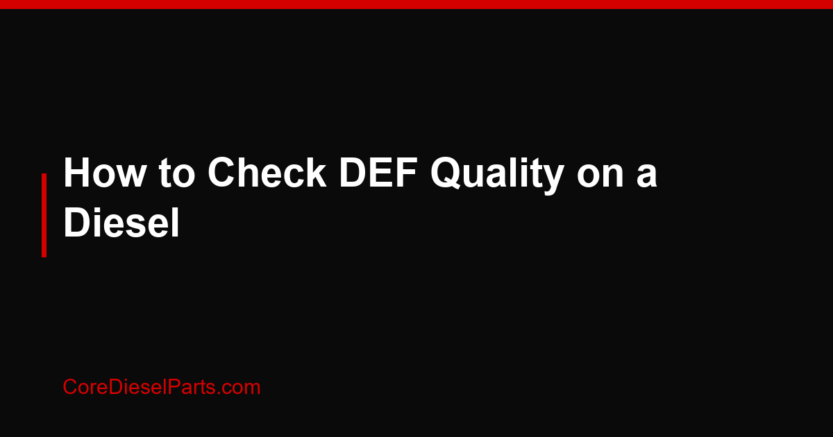 How to Check DEF Quality on a Diesel