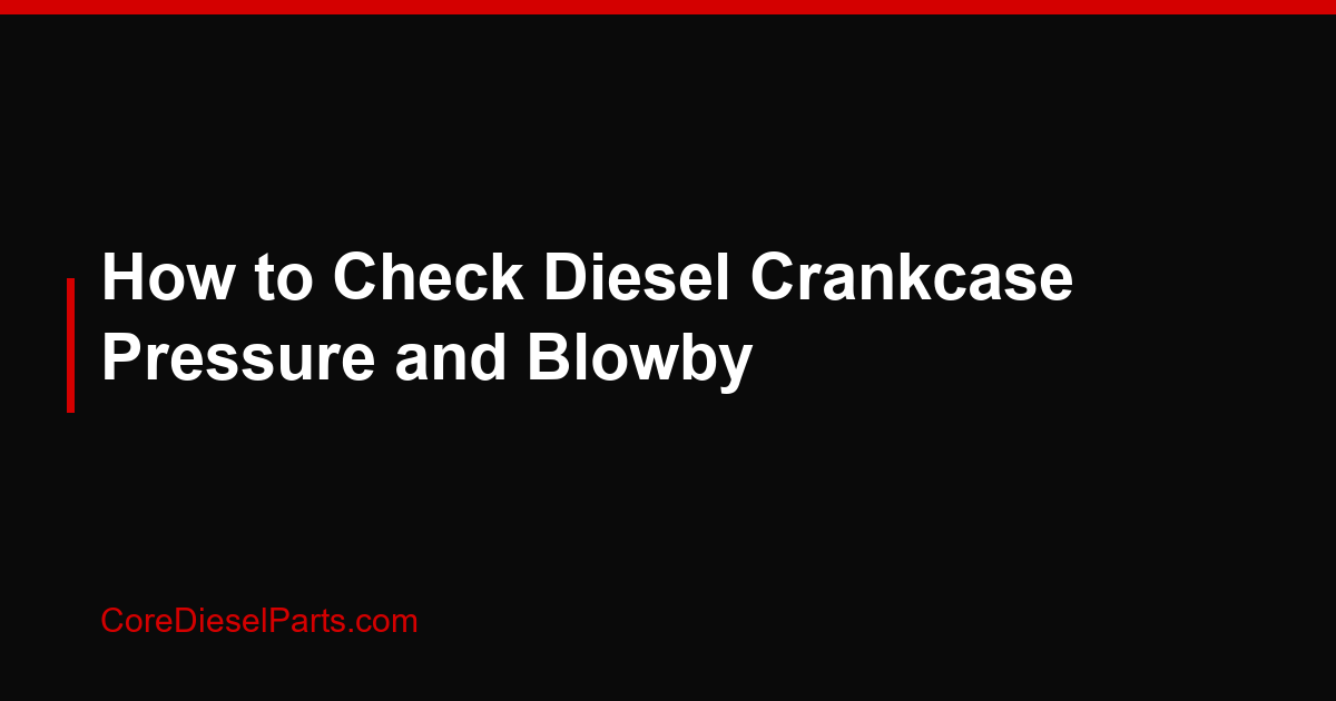 How to Check Diesel Crankcase Pressure and Blowby