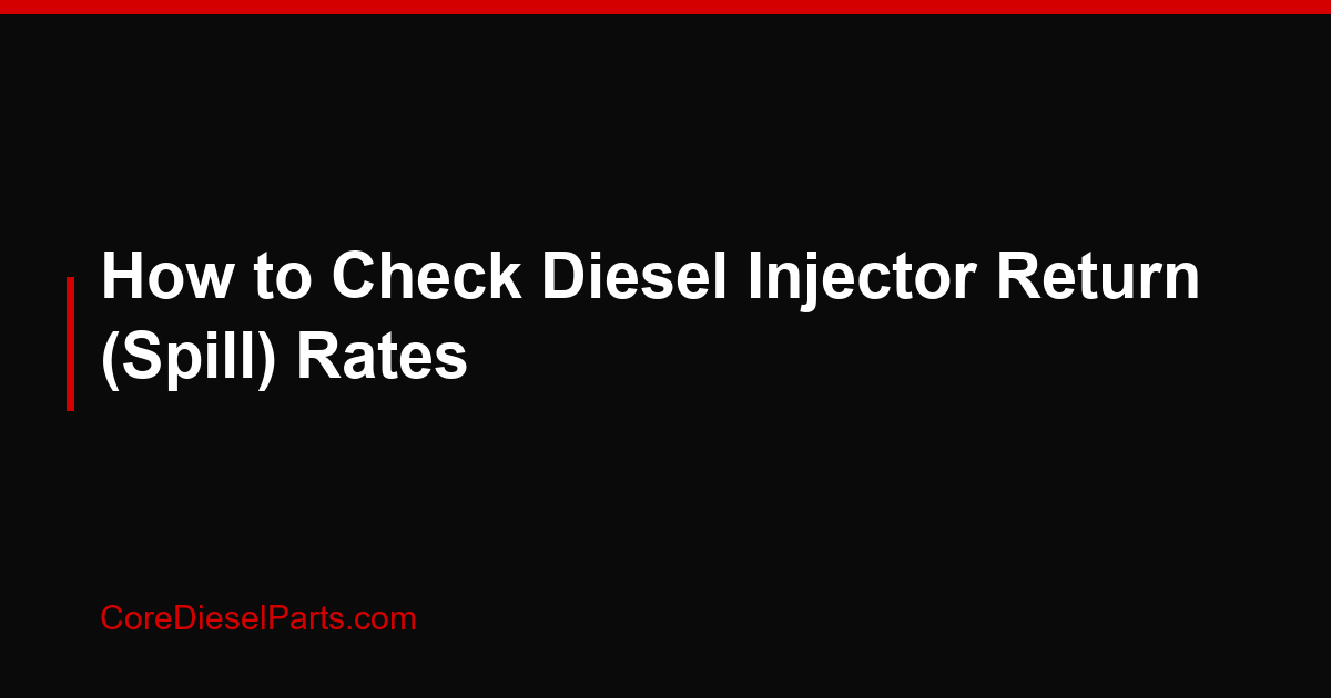 How to Check Diesel Injector Return (Spill) Rates