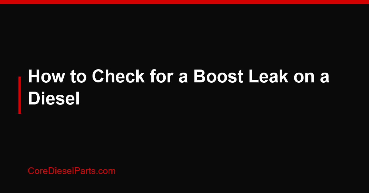 How to Check for a Boost Leak on a Diesel