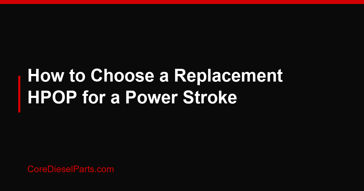 How to Choose a Replacement HPOP for a Power Stroke