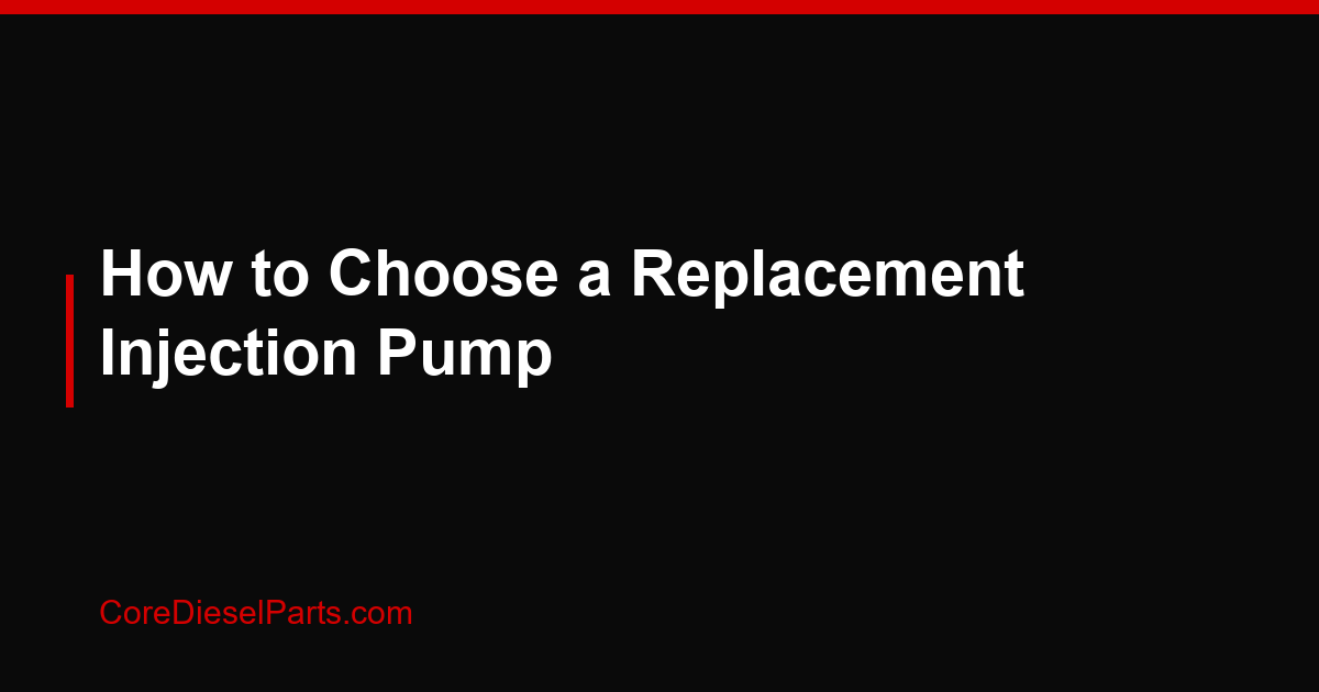 How to Choose a Replacement Injection Pump