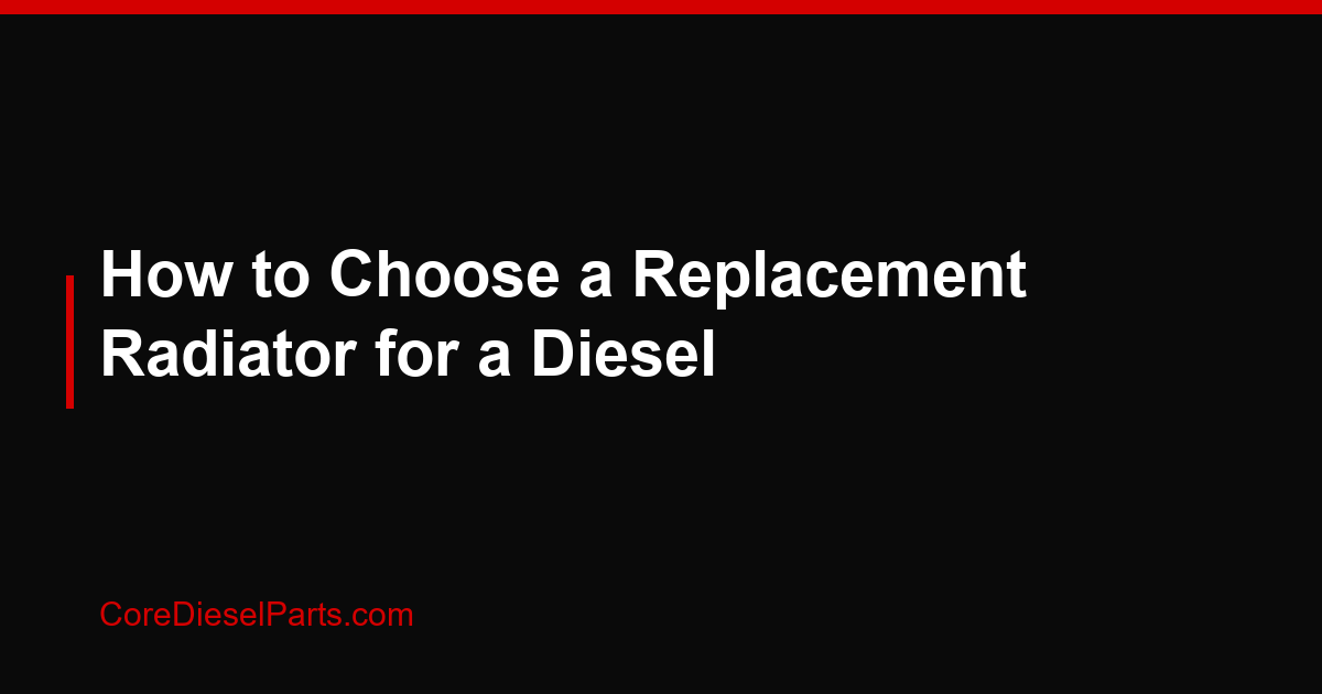 How to Choose a Replacement Radiator for a Diesel