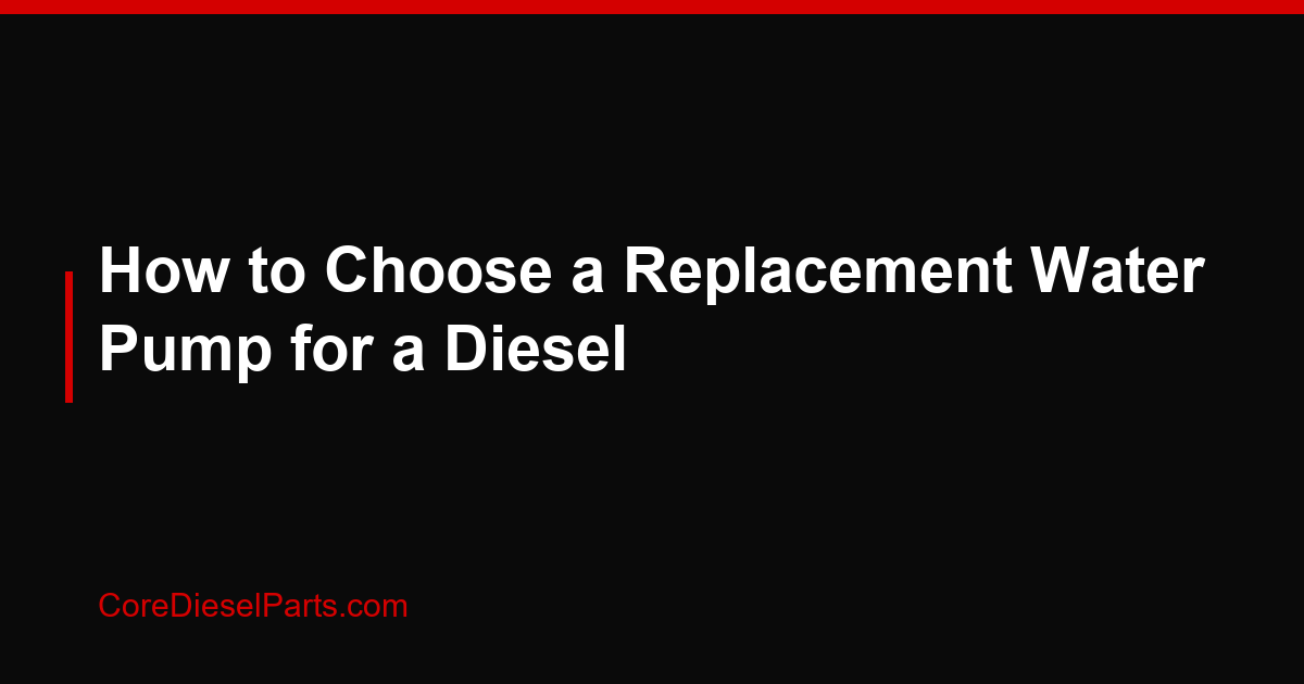 How to Choose a Replacement Water Pump for a Diesel